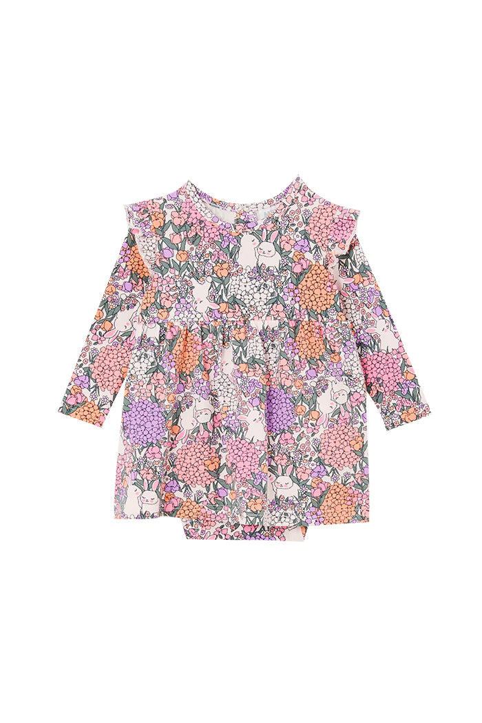 Milky Bunny Frill Baby Dress - Multi