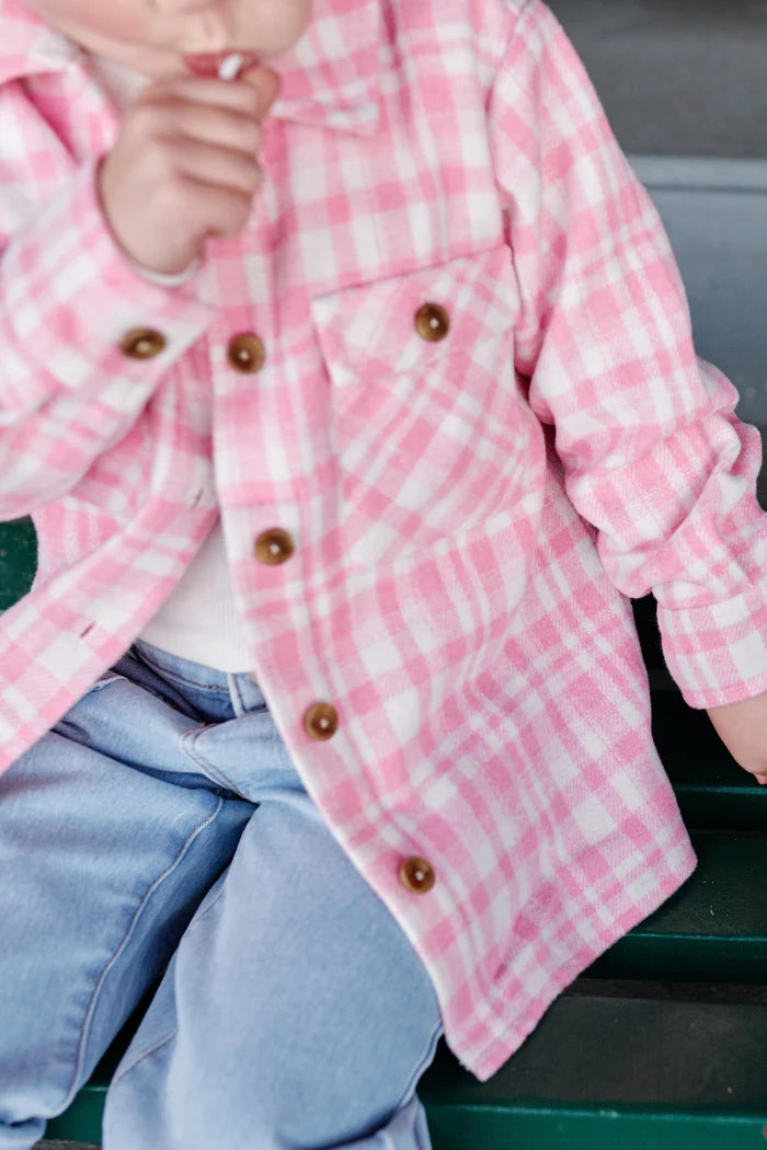 Milky Pink Check Overshirt - Pink