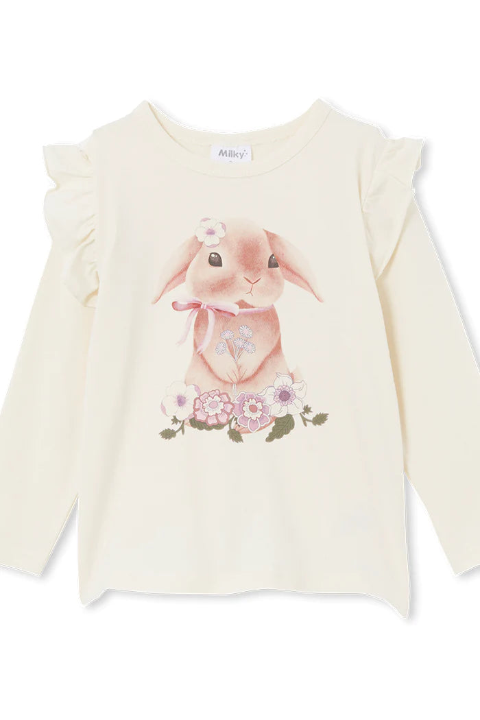 Milky Bunny Frill Tee - Eggnog
