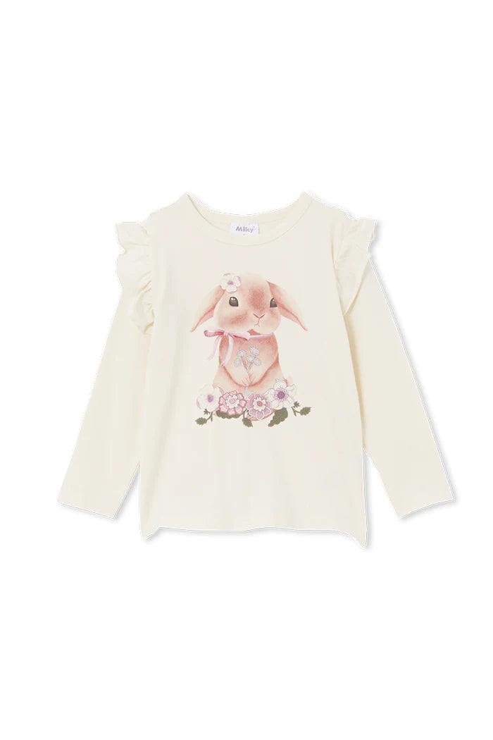 Milky Bunny Frill Tee - Eggnog