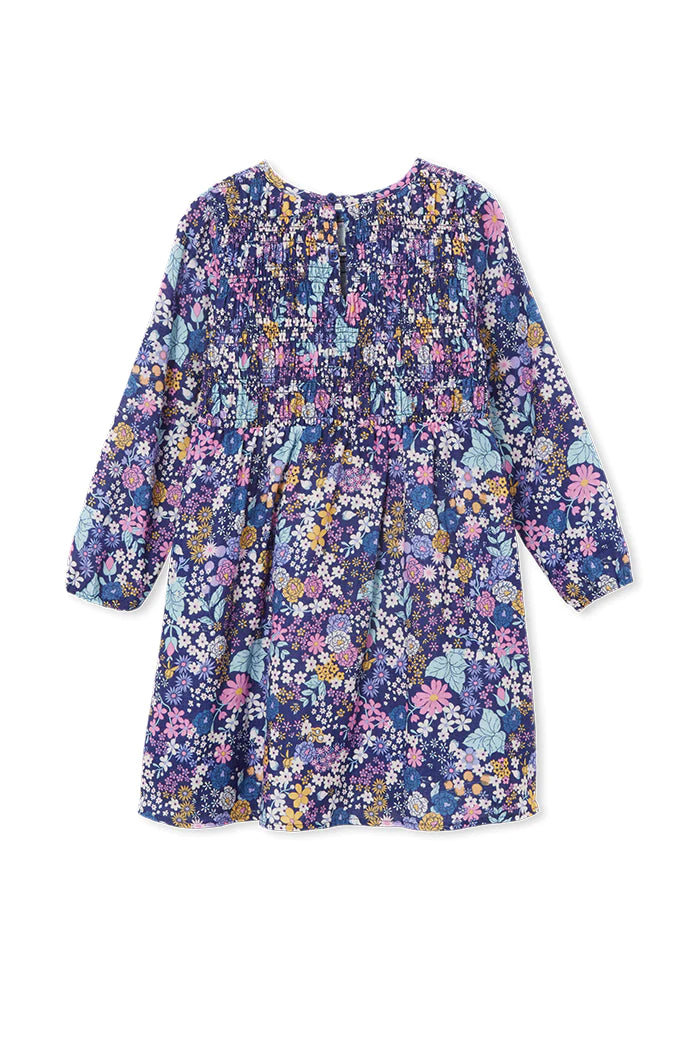 Milky Winter Bouquet Shirred Dress - Multi