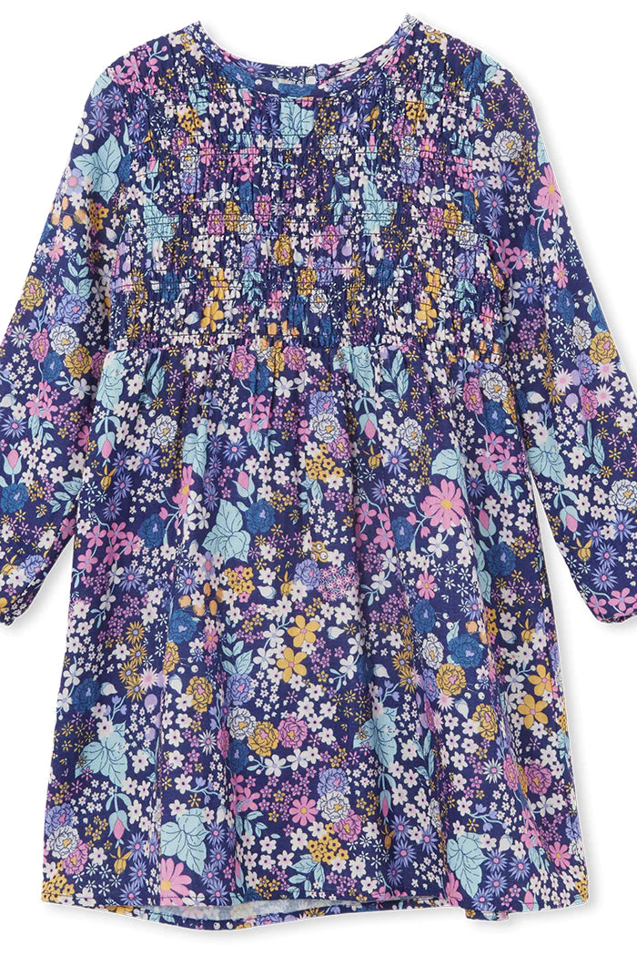 Milky Winter Bouquet Shirred Dress - Multi