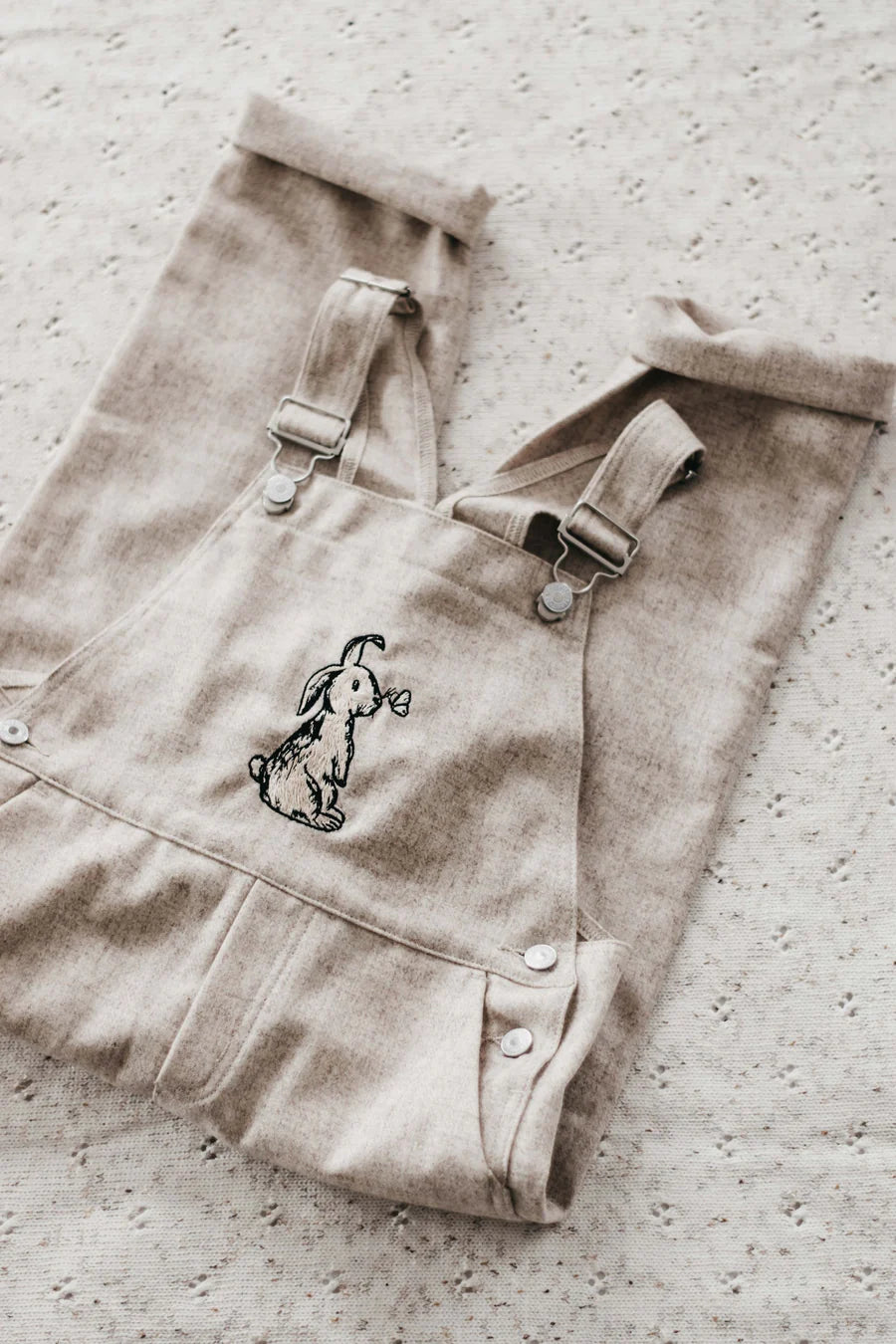 Bencer & Hazelnut Linen Overalls Embroidery Bunny