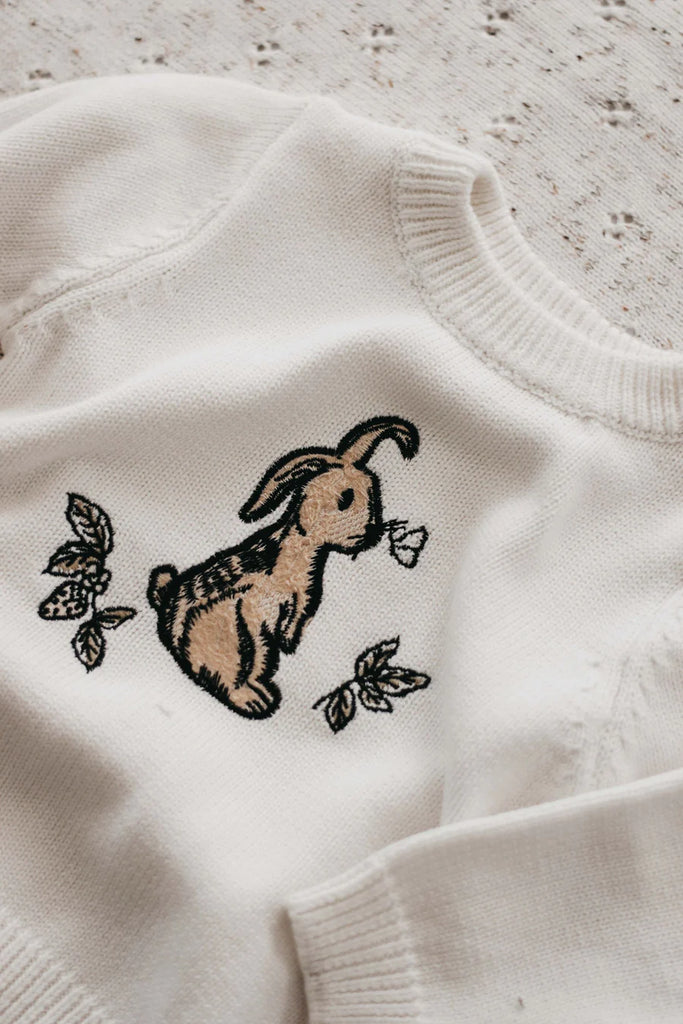 Bencer & Hazelnut Bunny Embroidery Jumper - White