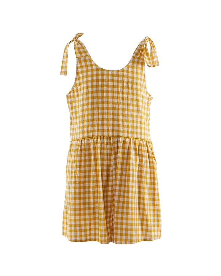 Eve Girl Elsie Playsuit - Honey & White Check