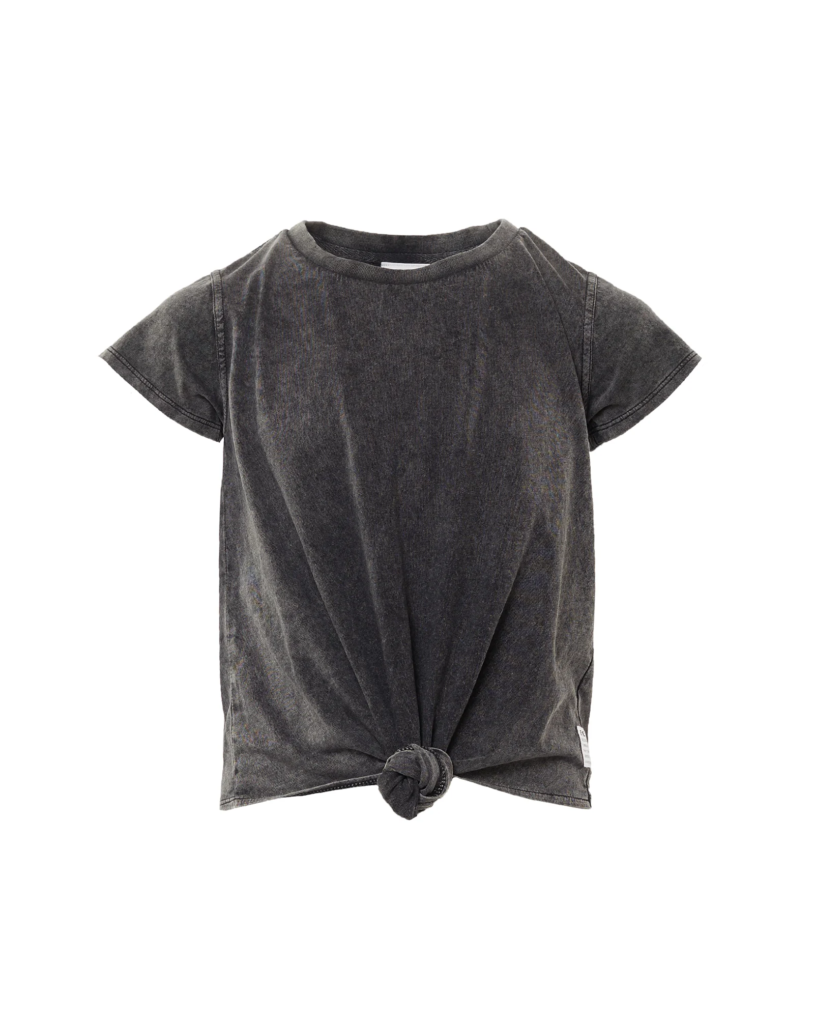 Eve Girl Tie Front Tee - Washed Black