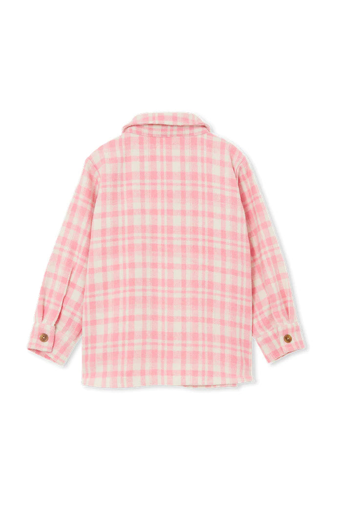 Milky Pink Check Overshirt - Pink