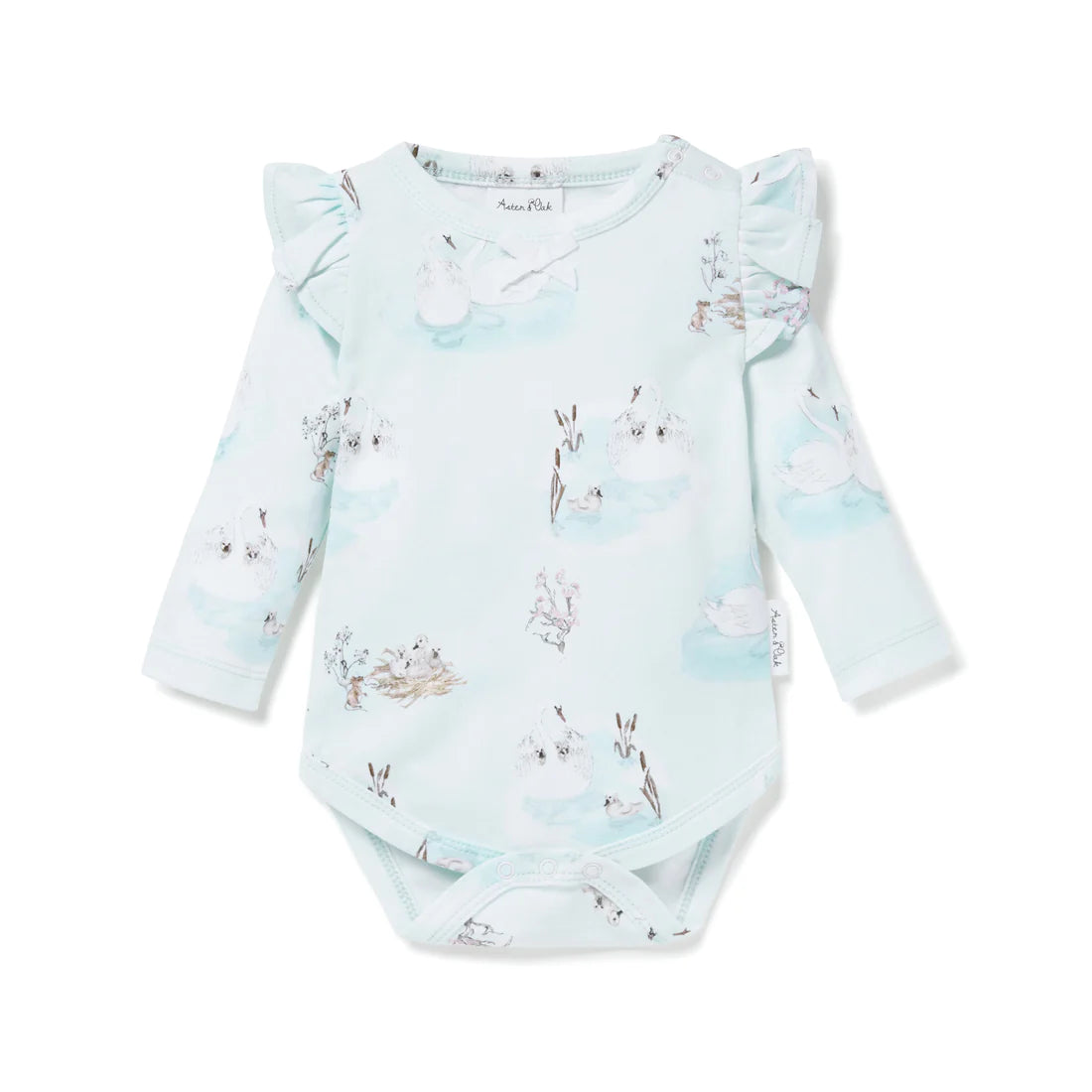 Aster & Oak Swan Flutter Onesie - Pale Blue