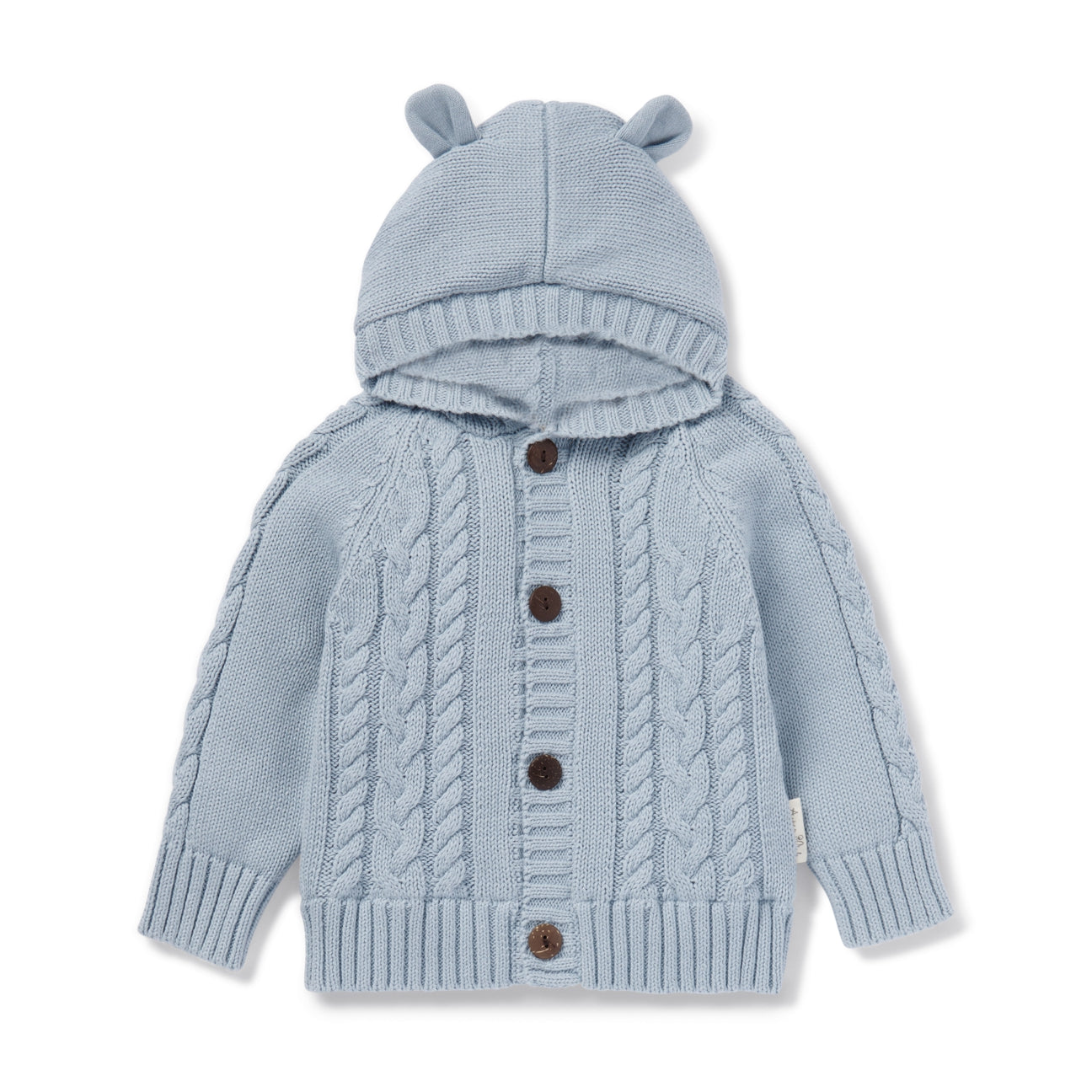 Aster & Oak Fog Cable Knit Cardigan - Fog Blue