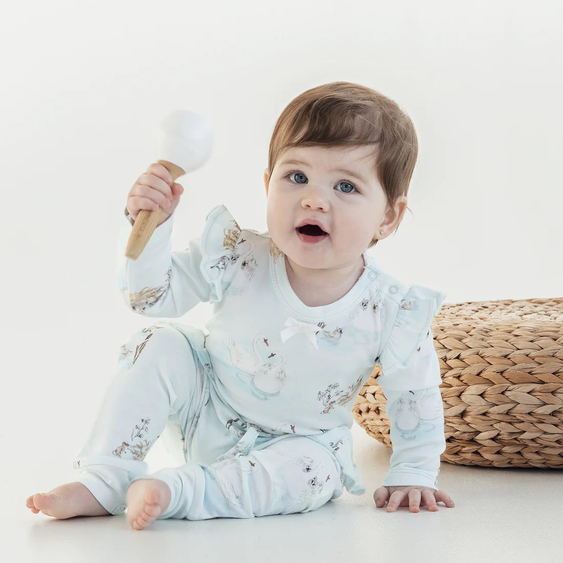 Aster & Oak Swan Flutter Onesie - Pale Blue