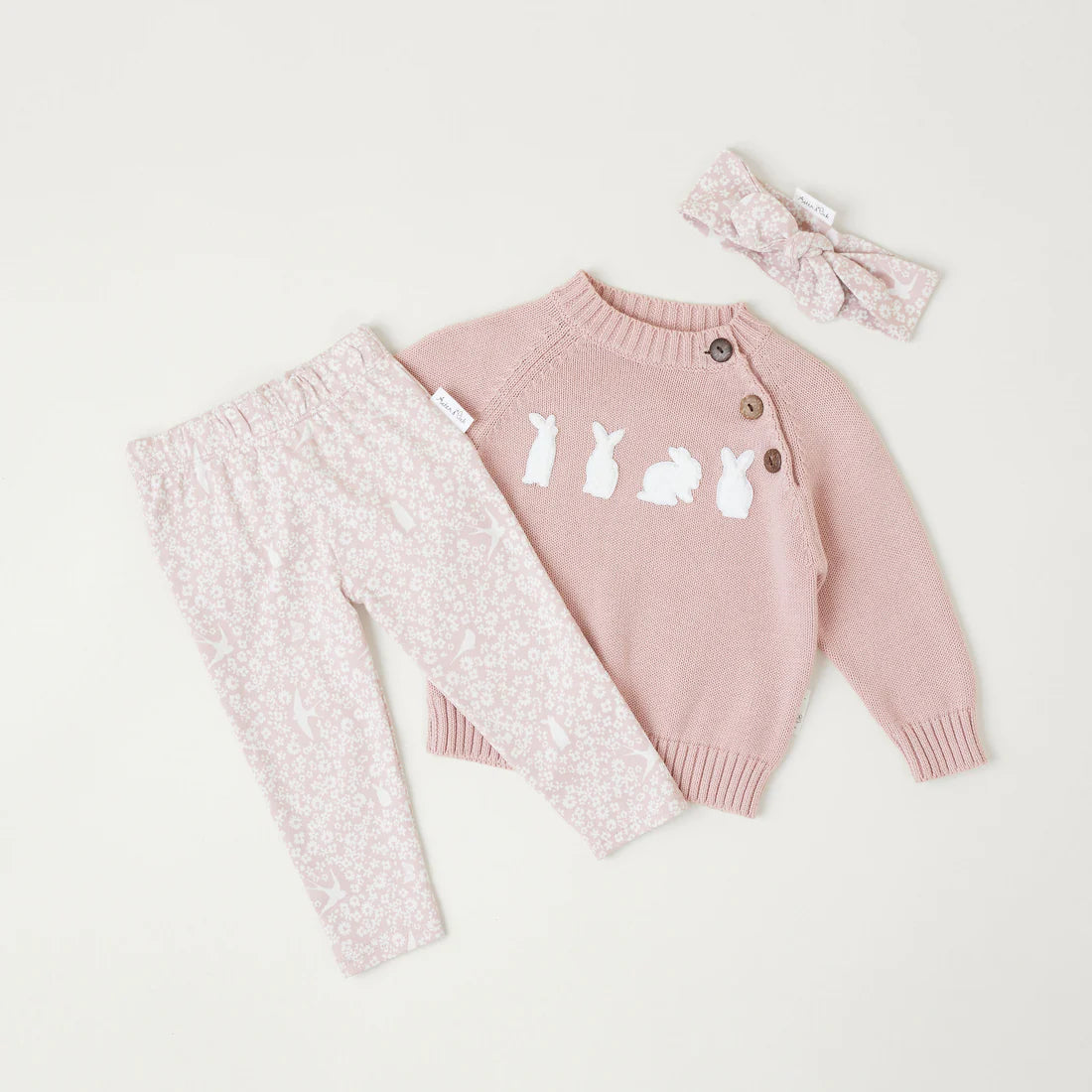 Aster & Oak Rose Bunny Knit Jumper - Rose
