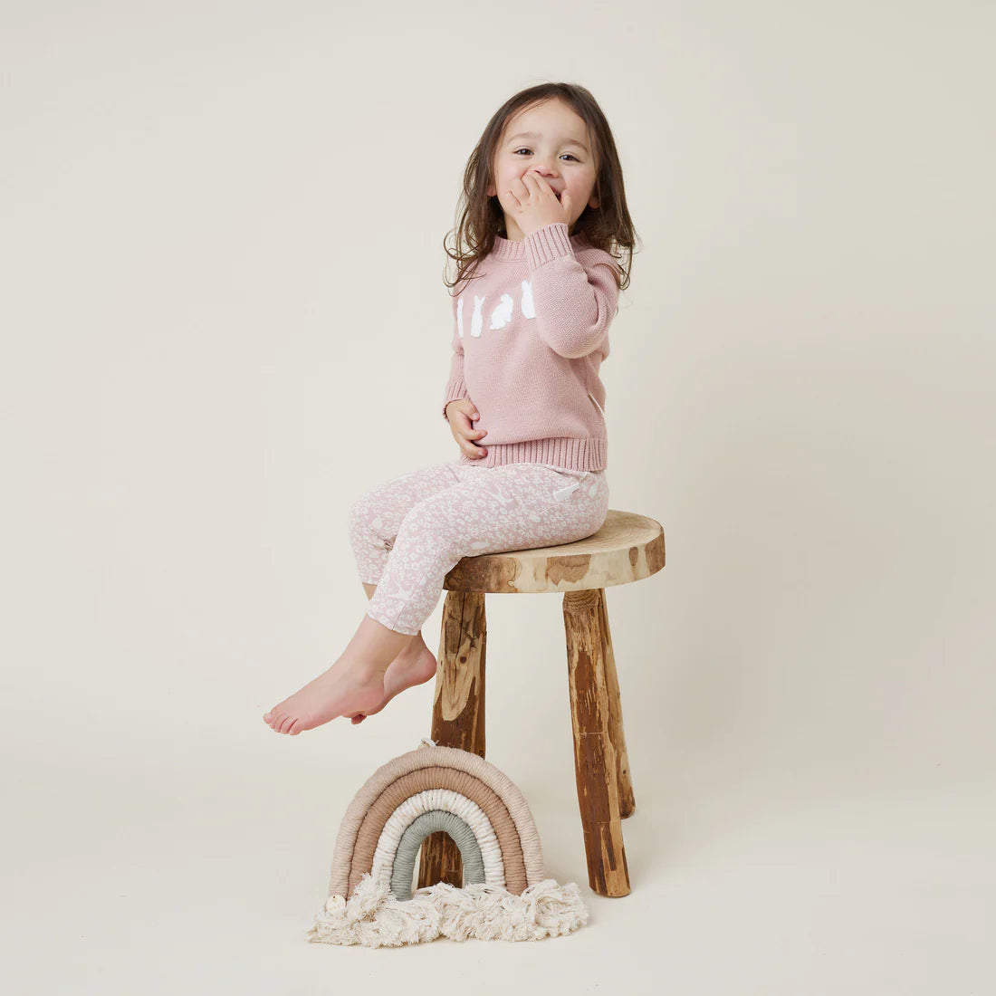 Aster & Oak Rose Bunny Knit Jumper - Rose