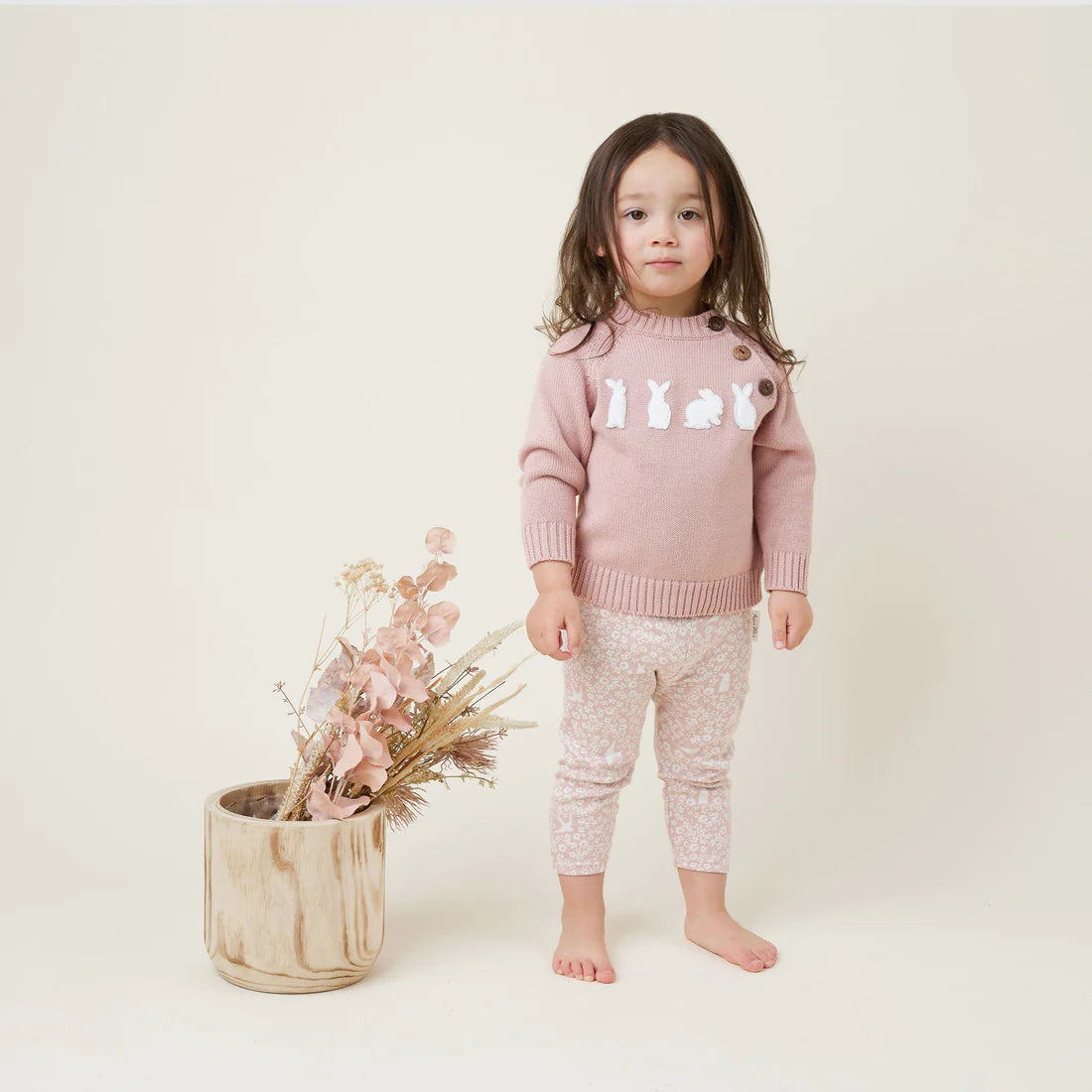 Aster & Oak Rose Bunny Knit Jumper - Rose