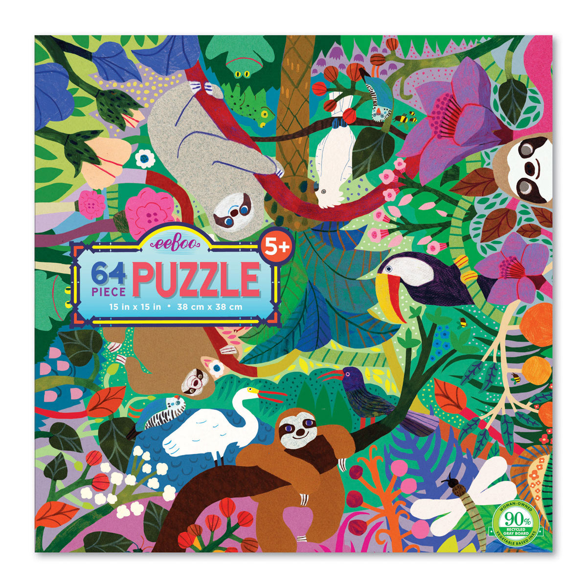 eeBoo 64 Pc Puzzle - Sloth at Play