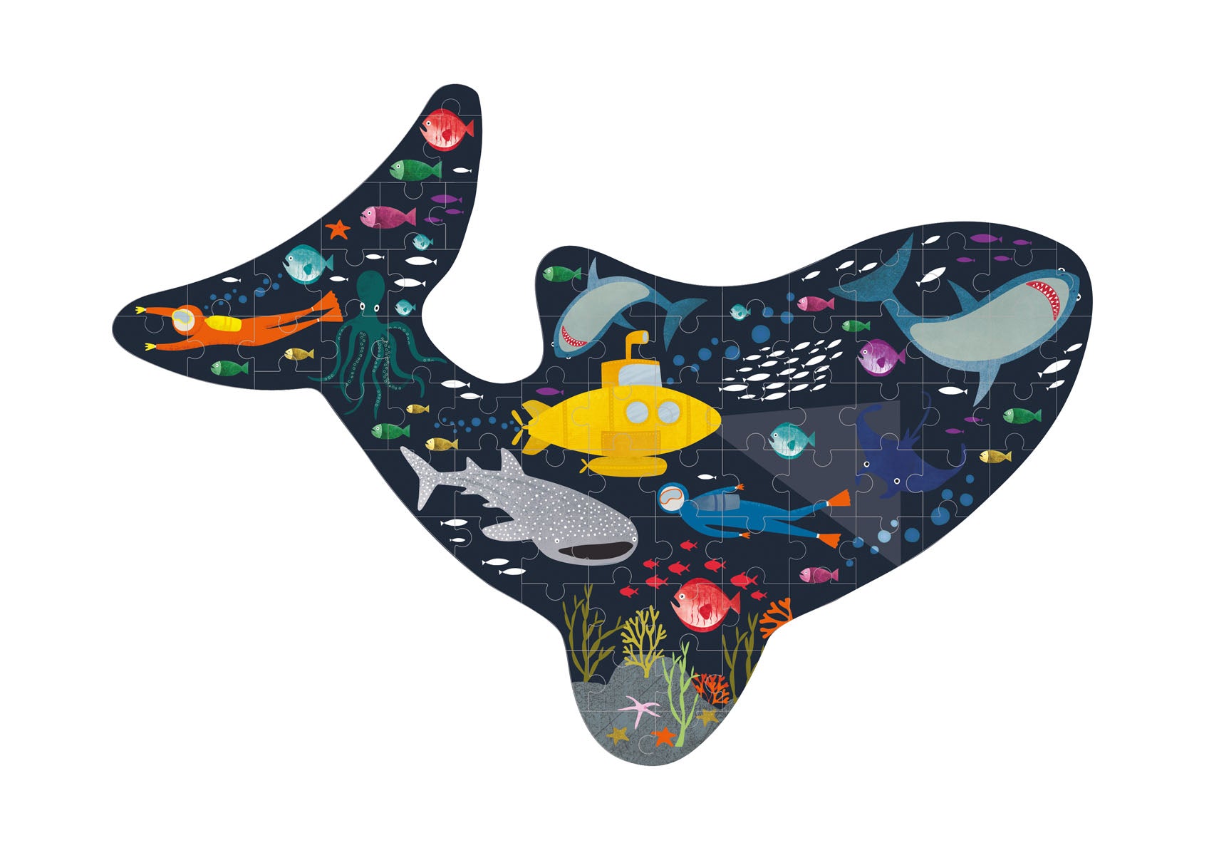 Floss & Rock 80 Pc Shaped Jigsaw Puzzle Deep Sea