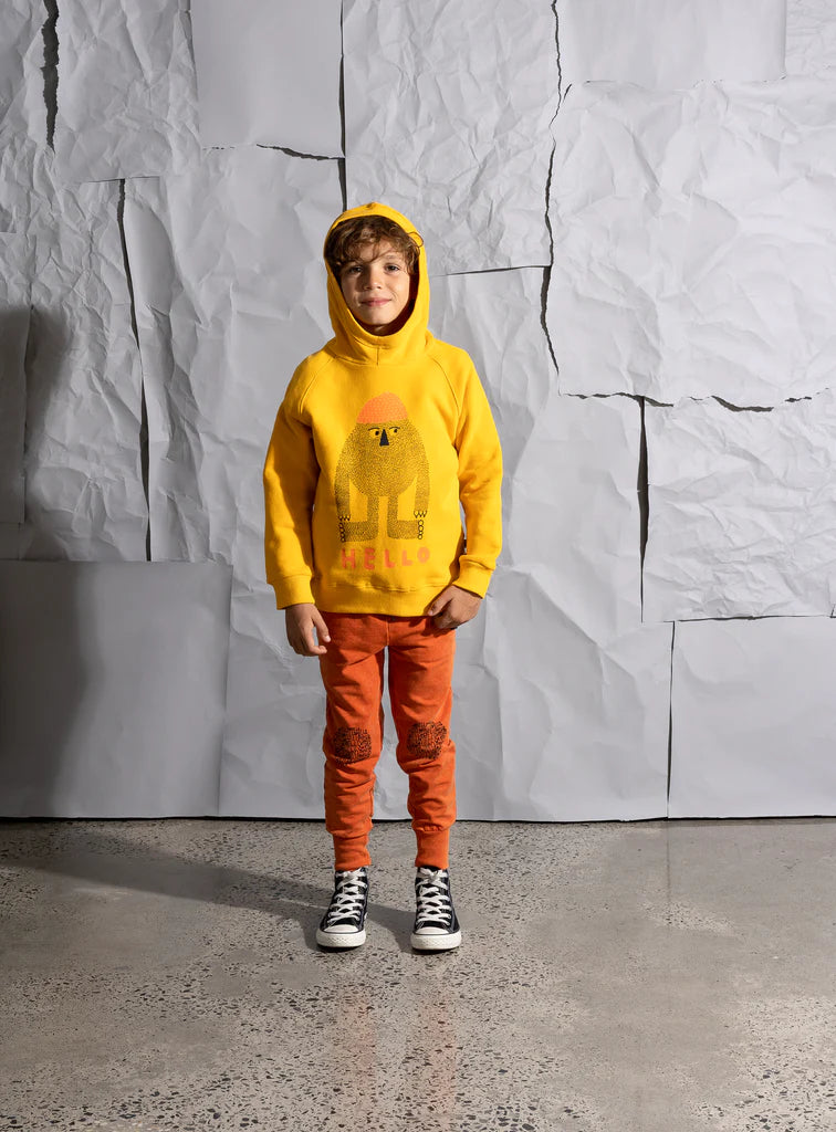 Minti Hello Circle Furry Trackies - Orange Wash