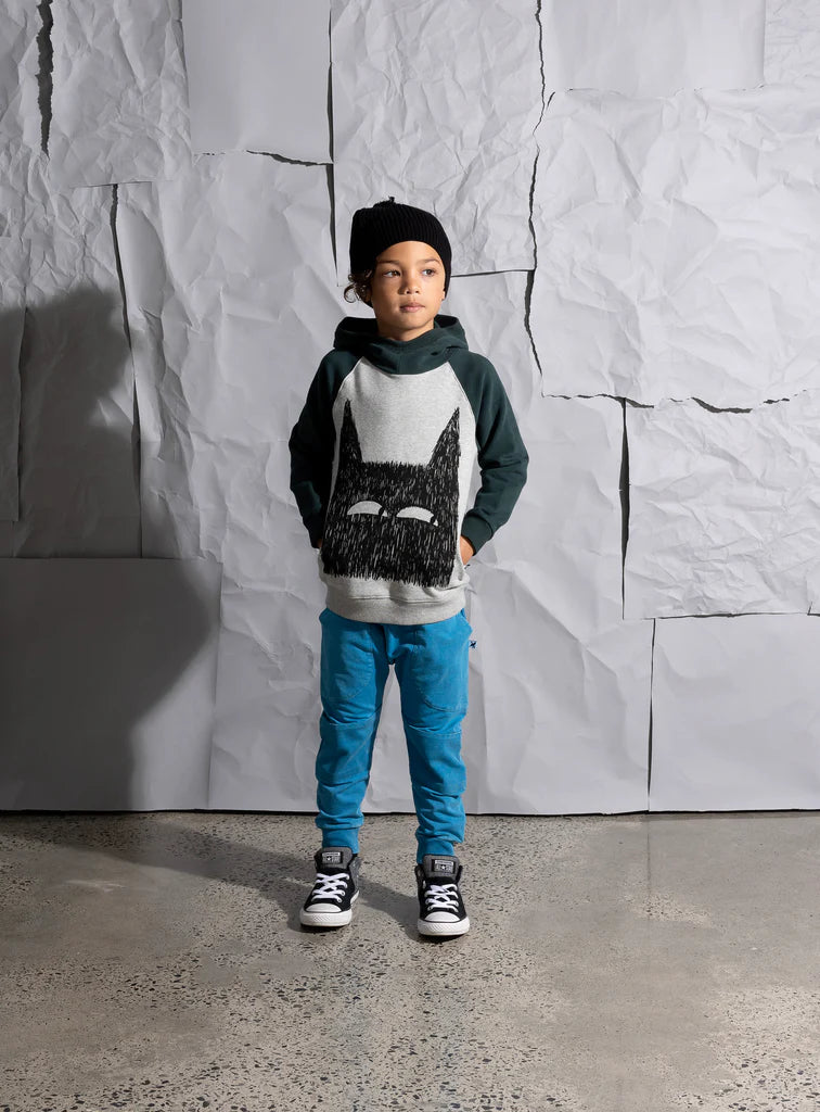 Minti Sketchy Wolf Furry Hood - Grey Marle/Forest