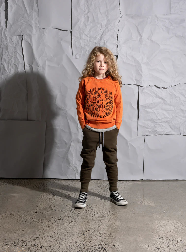 Minti Hello Circle Crew - Orange Wash