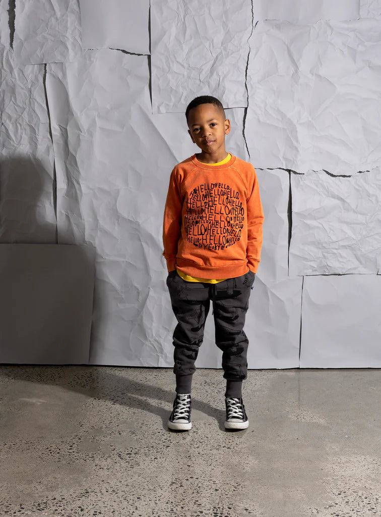Minti Hello Circle Crew - Orange Wash