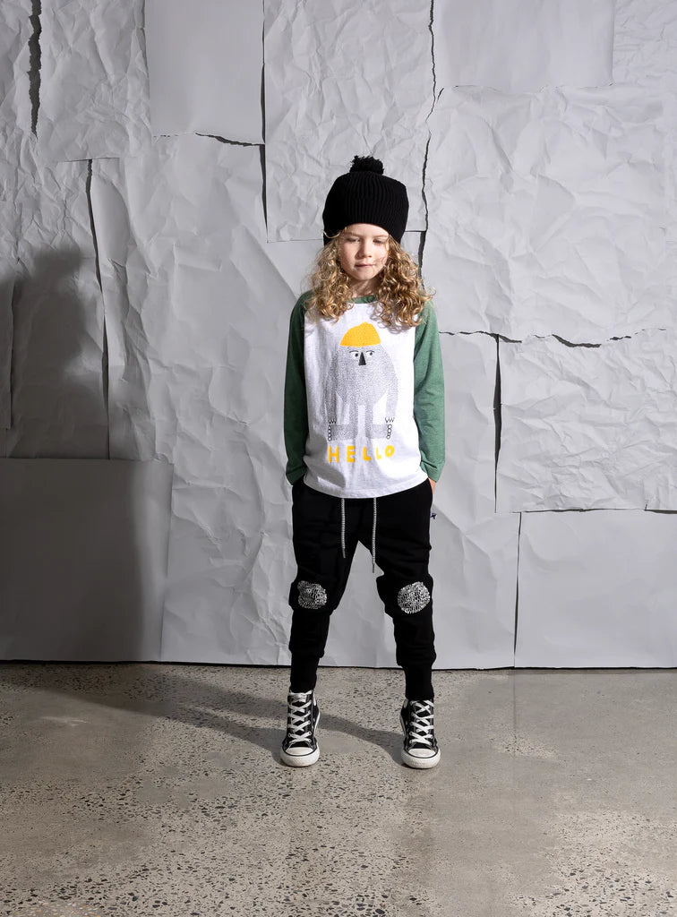Minti Hello Later Yeti Tee - White Marle/Forest Marle