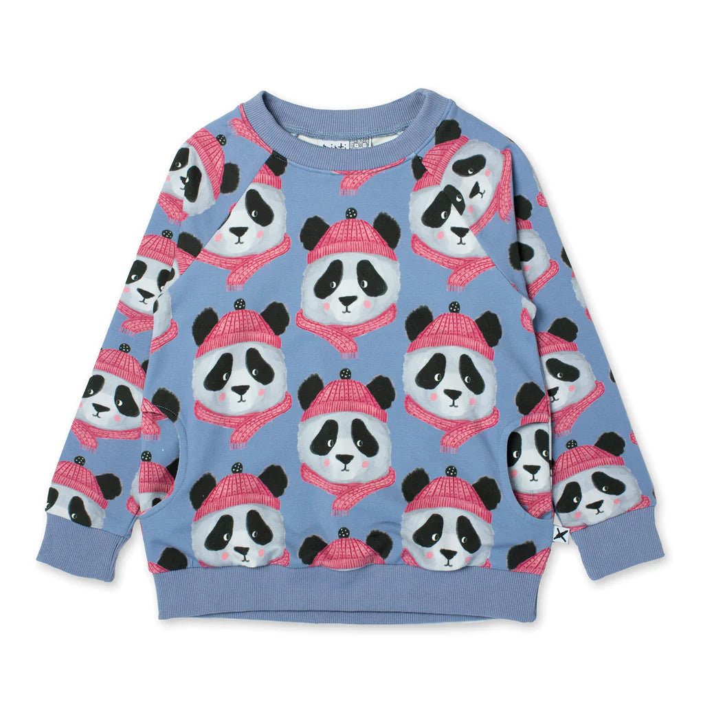 Minti Warm Pandas Crew - Light Blue