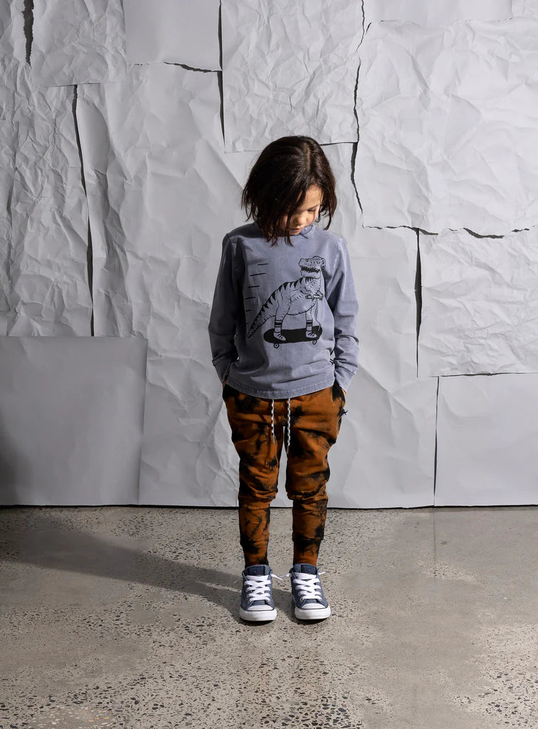 Minti Scooting Dino Tee - Midnight Wash