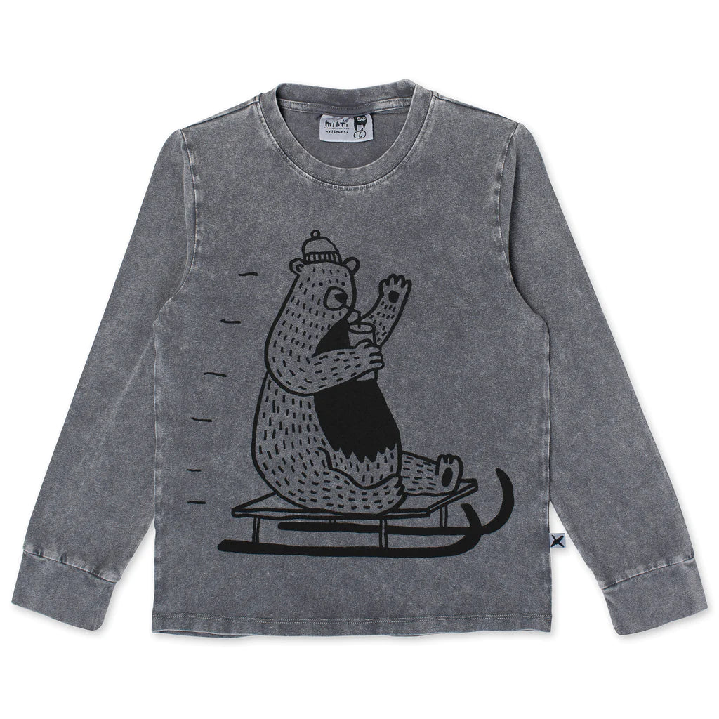 Minti Sled Bear Tee - Grey Wash