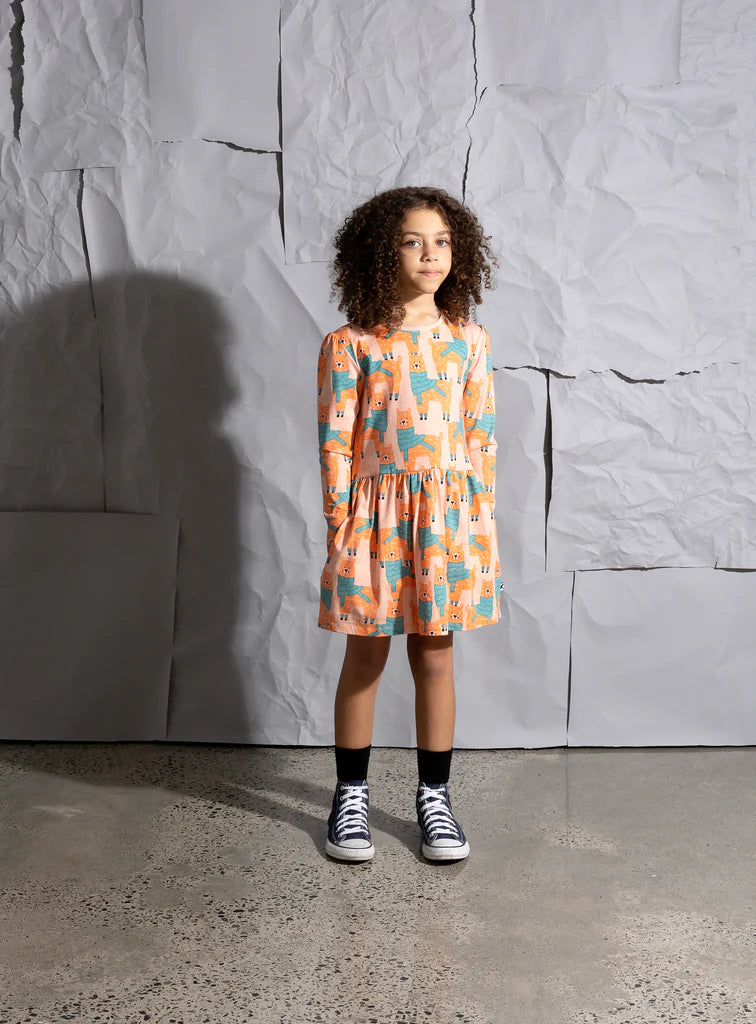 Minti Warm Llamas Dress - Apricot Marle