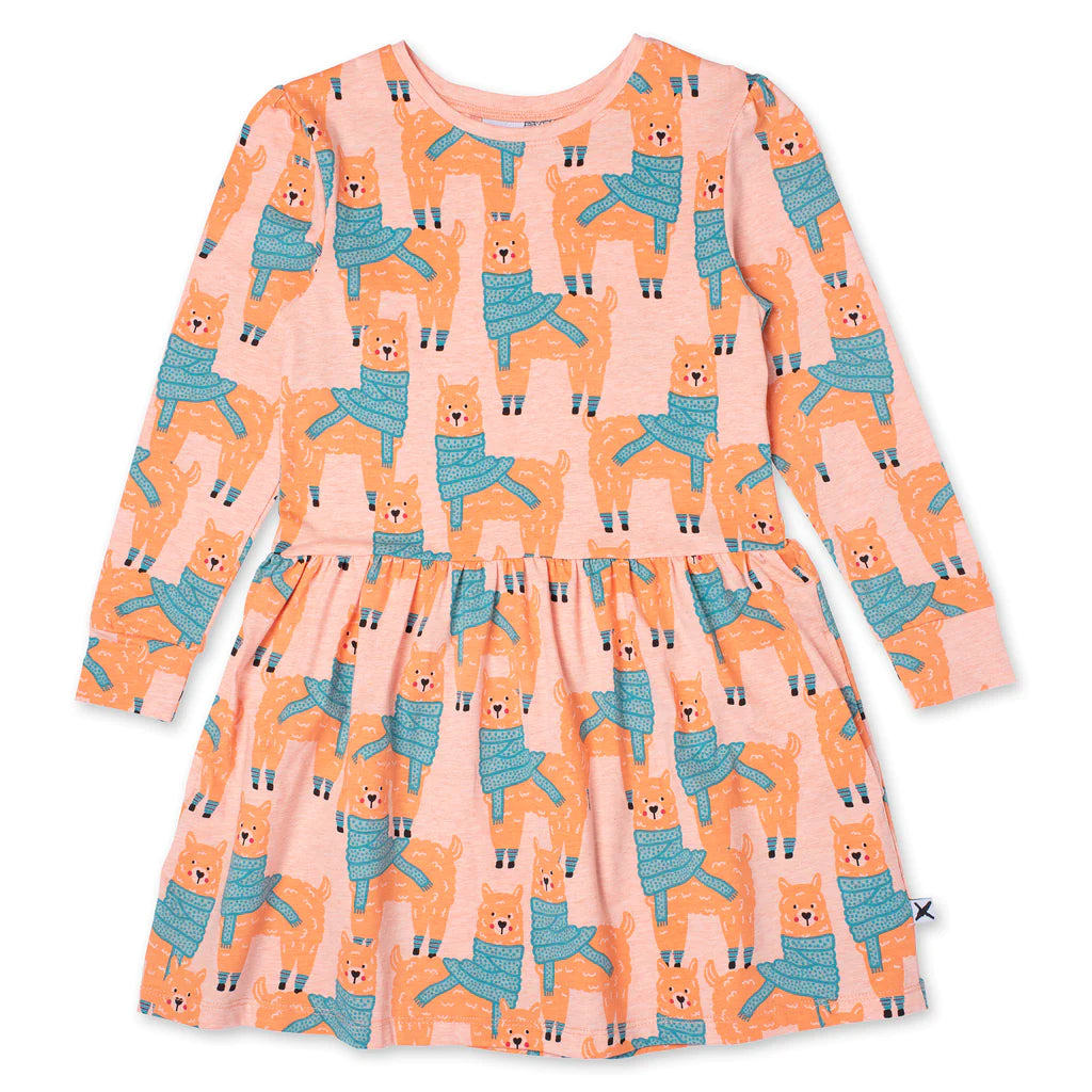 Minti Warm Llamas Dress - Apricot Marle