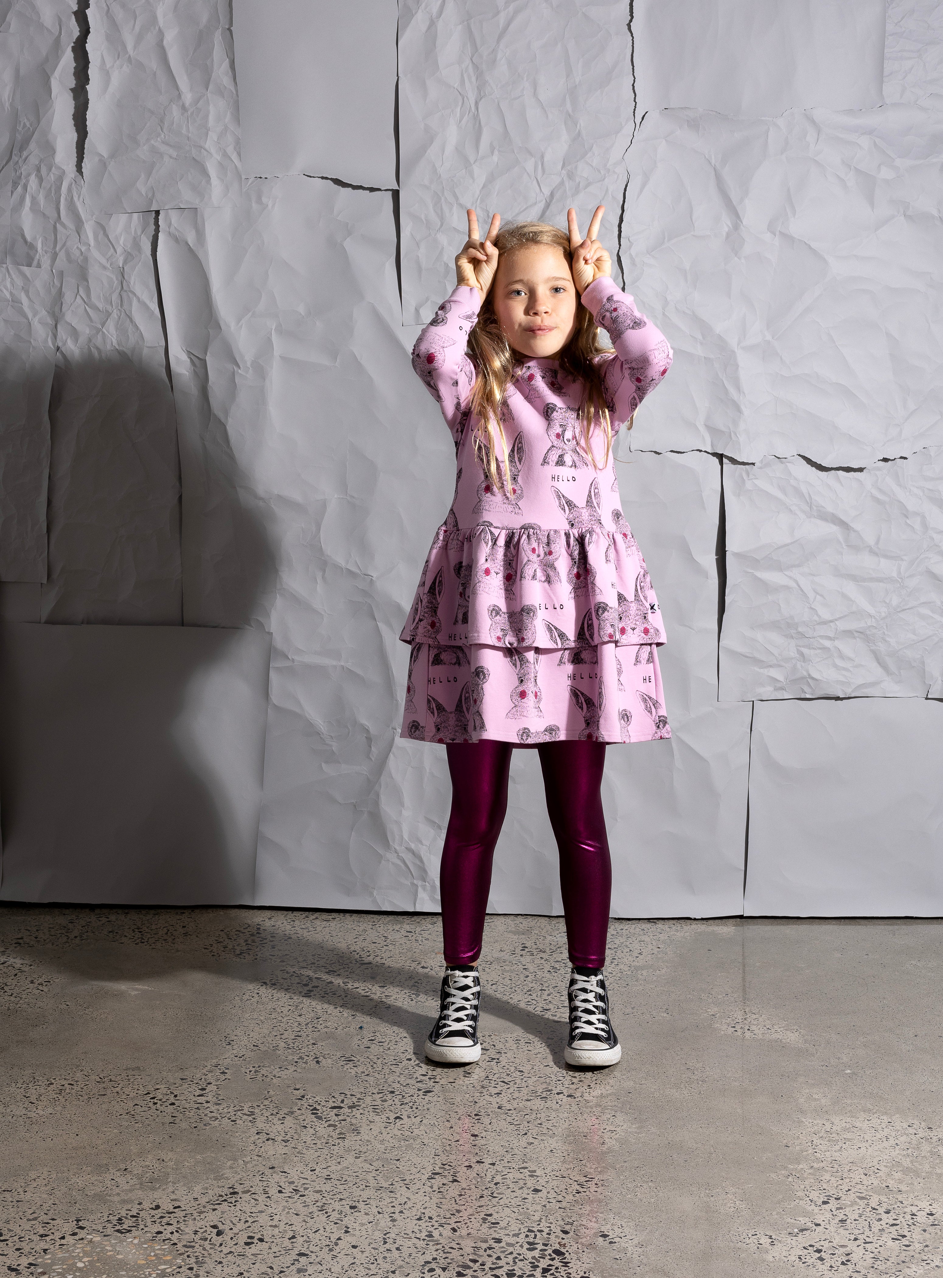 Minti Bunny Bear Party Dress - Violet