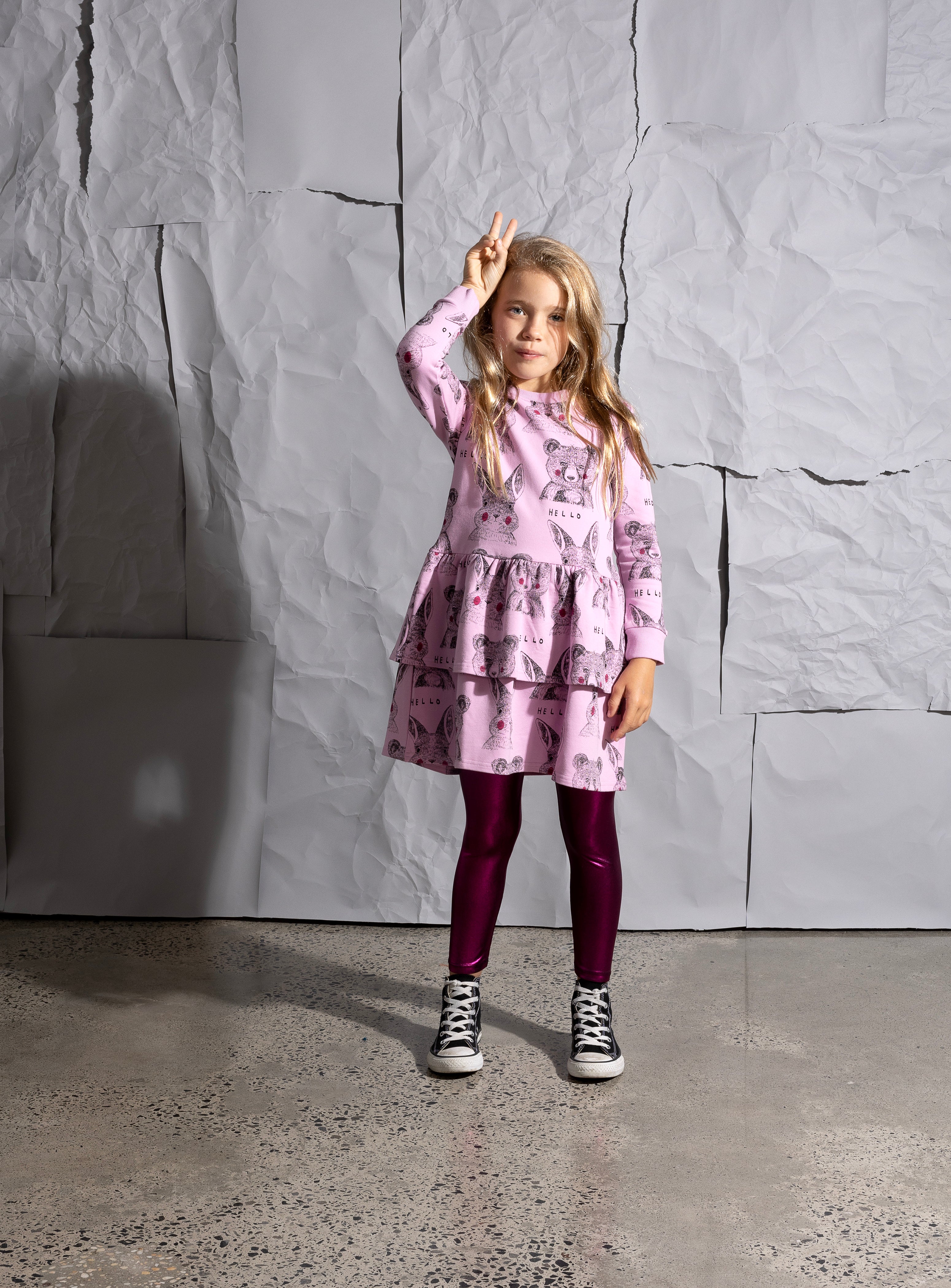 Minti Bunny Bear Party Dress - Violet