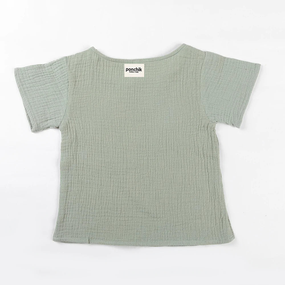 Ponchick Muslin Cotton T Shirt - Artichoke Green