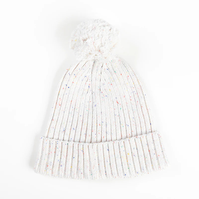 Ponchik Pom Pom Ribbed Beanie - Stardust Speckle Knit