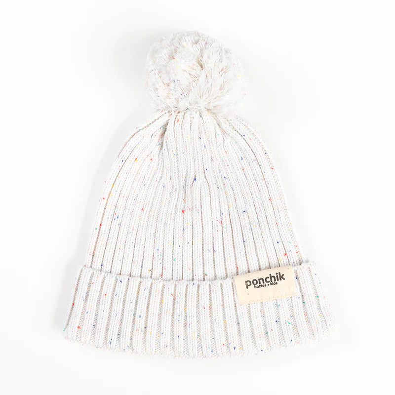 Ponchik Pom Pom Ribbed Beanie - Stardust Speckle Knit