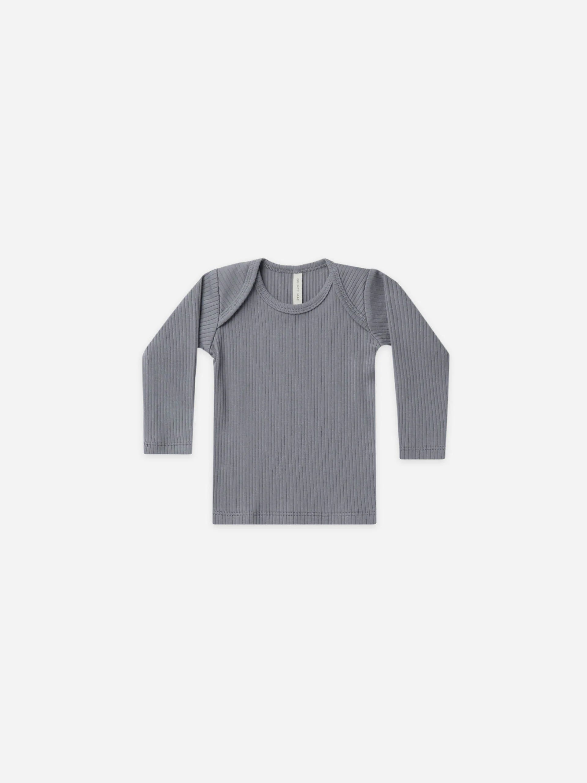 Quincy Mae Ribbed Longsleeve Bodysuit - Washed Indigo