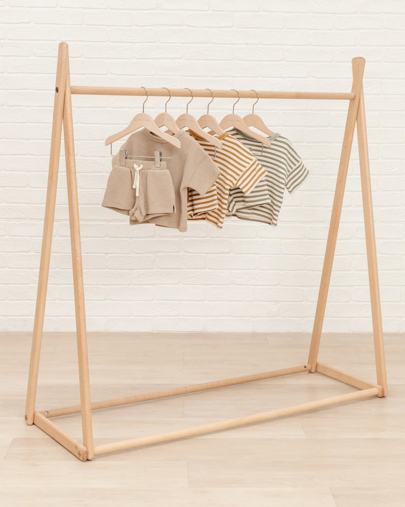 Quincy Mae Waffle Tee + Short Set - Ocre Stripe