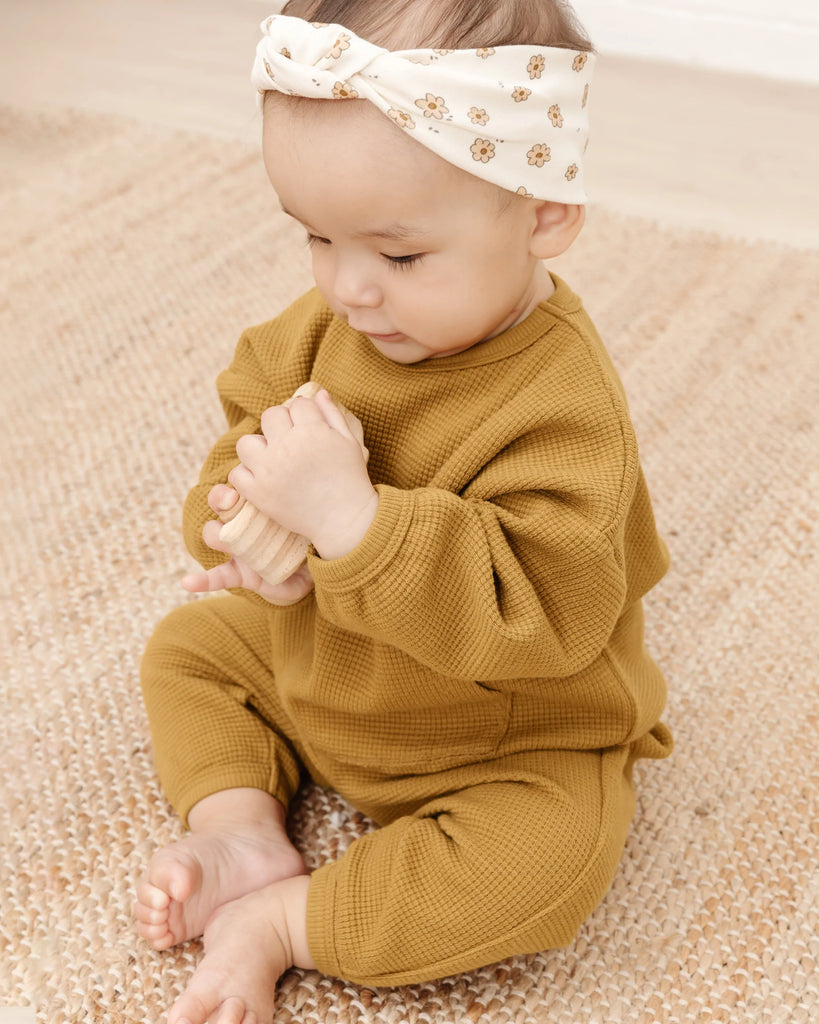 Quincy Mae Waffle Top + Pant Set - Ocre