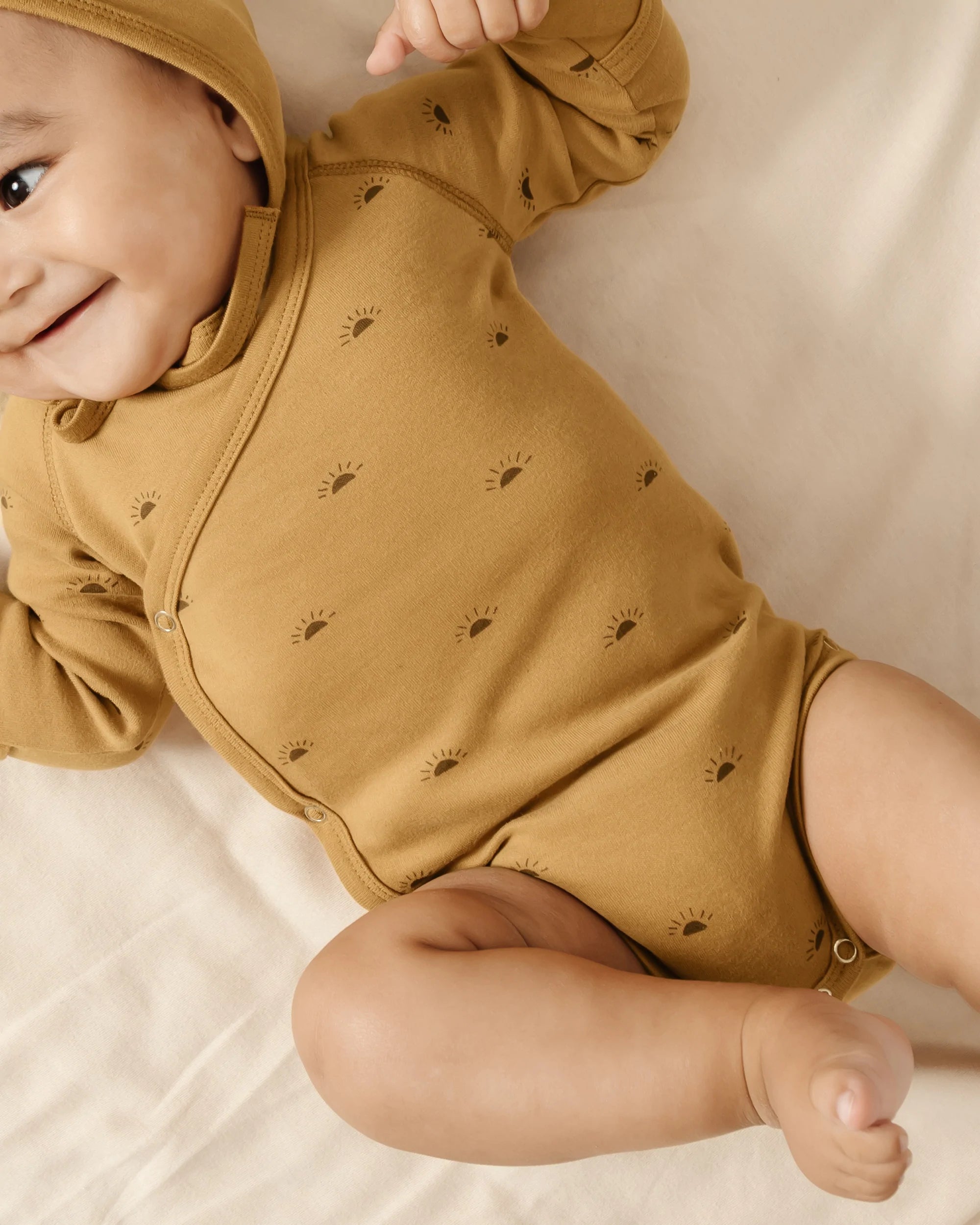 Quincy Mae Side Snap Bodysuit - Suns/Ocre