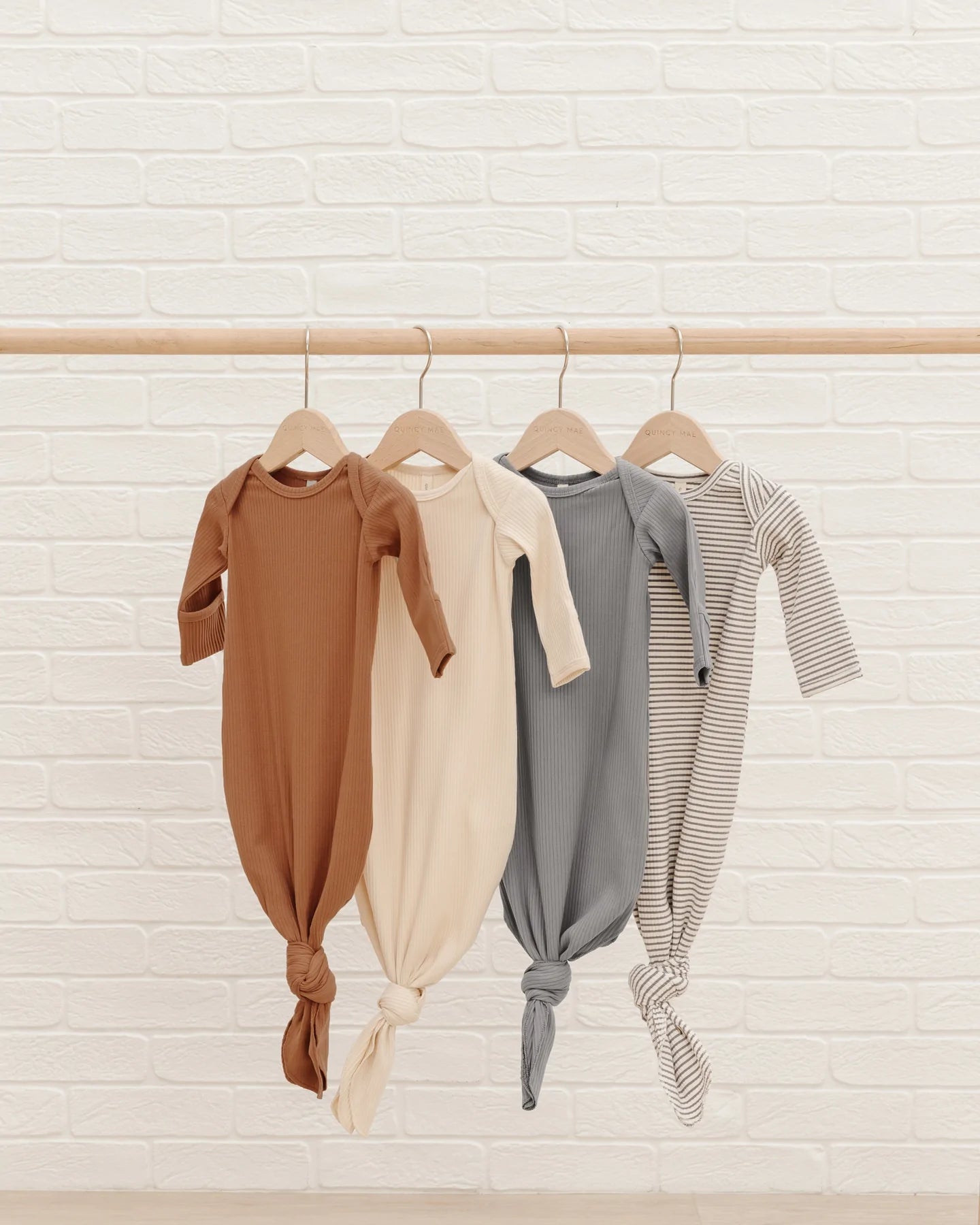 Quincy Mae Knotted Baby Gown - Natural