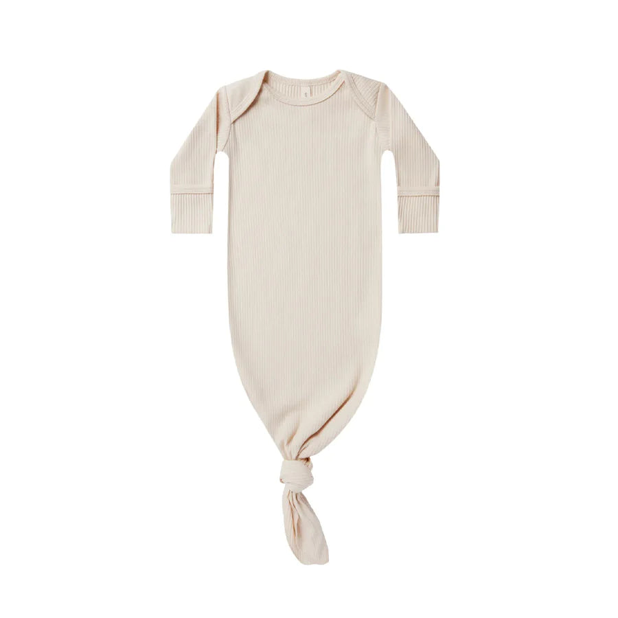 Quincy Mae Knotted Baby Gown - Natural