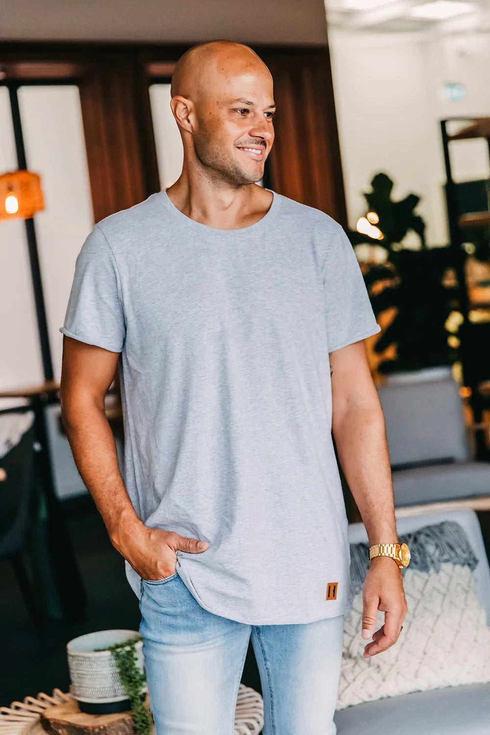 Beau Hudson Raw Edge Tee Grey - Mens