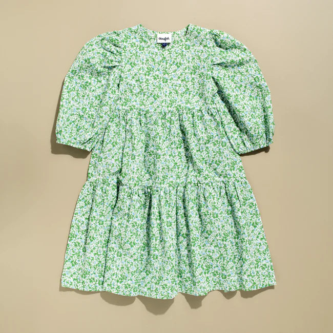 Dougal Desert Pea Floral Dress - Lime