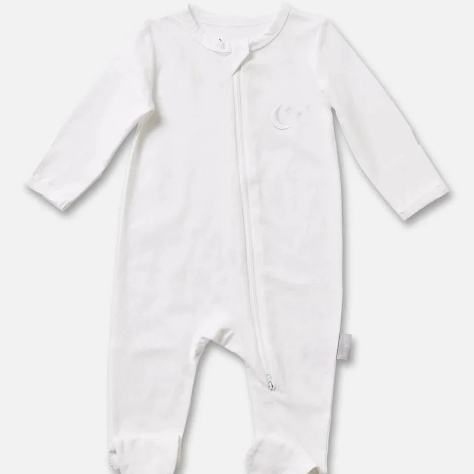 Beanstork Zip Romper - White