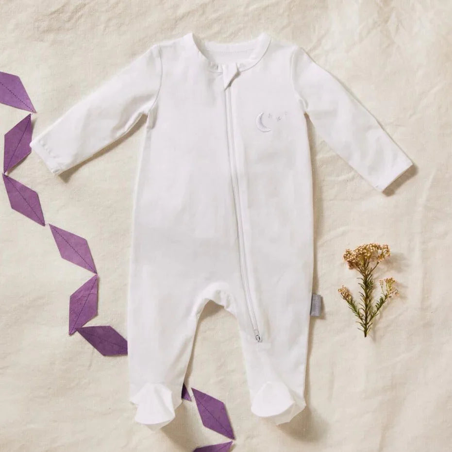 Beanstork Zip Romper - White