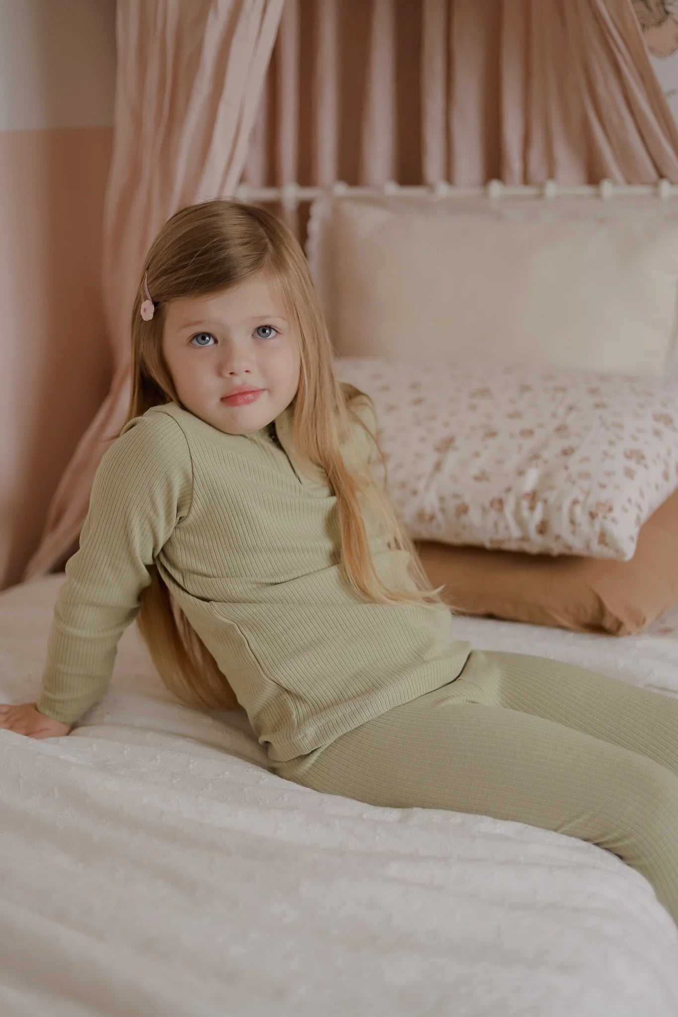 Ponchik Cotton Rib Henley - Pistachio