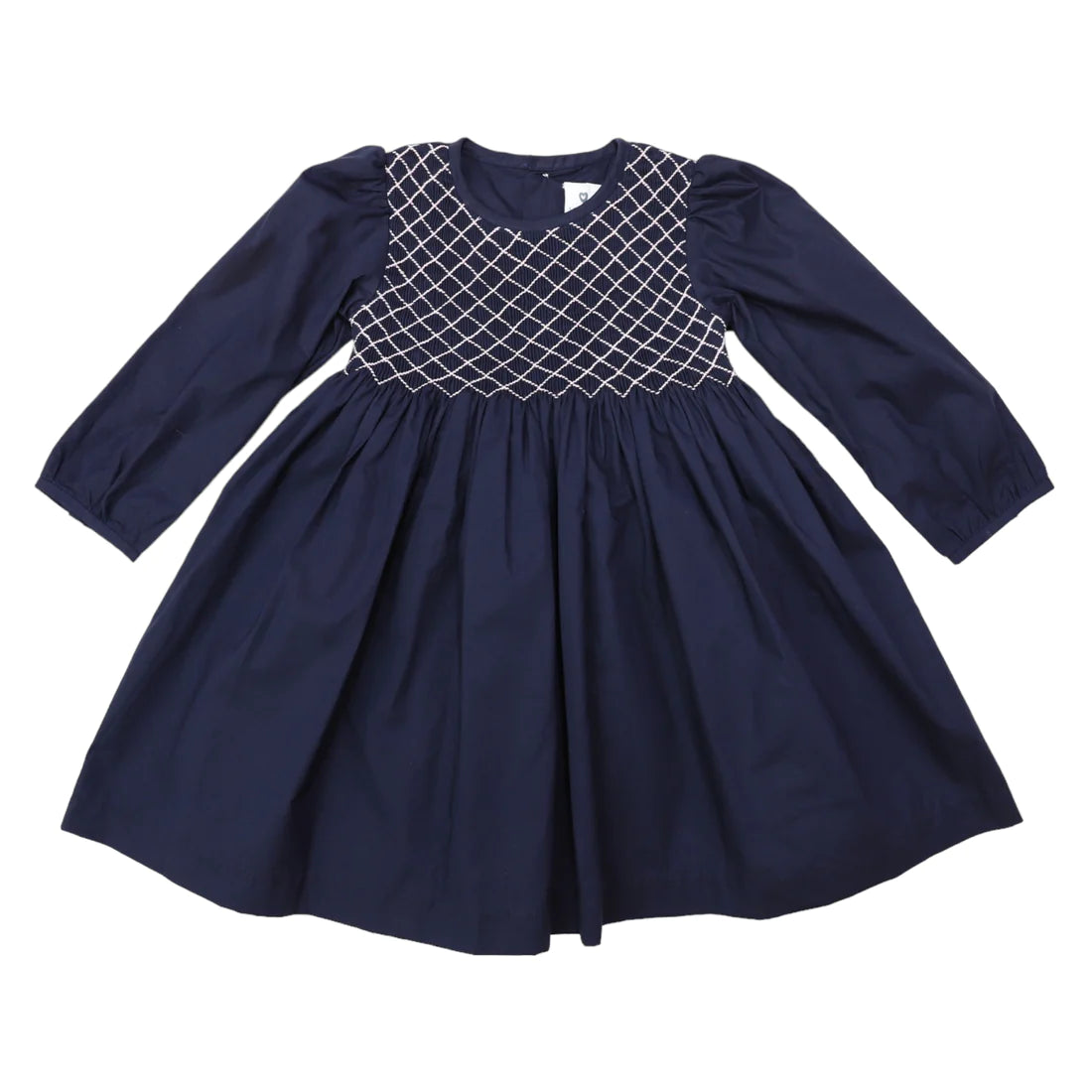Korango Tone on Tone Smocked Dress - Navy