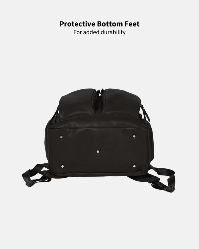 Black Faux Leather Backpack - OiOi