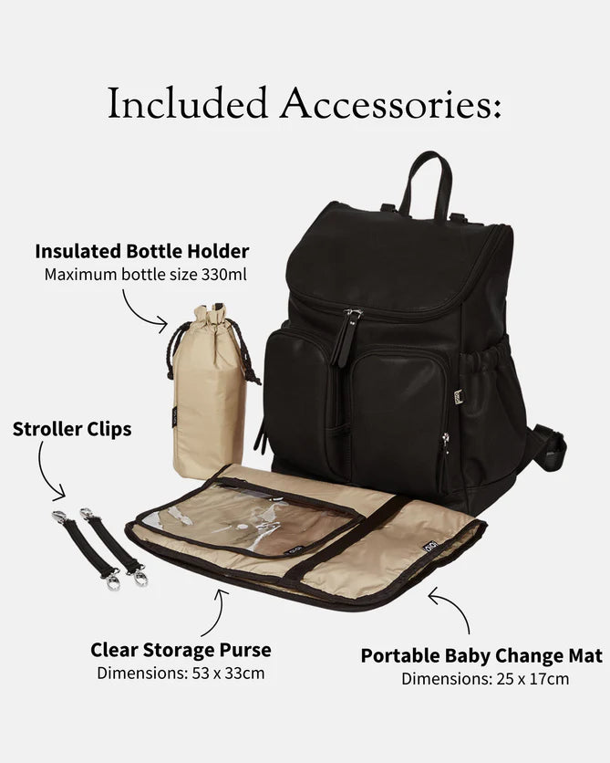 Black Faux Leather Backpack - OiOi