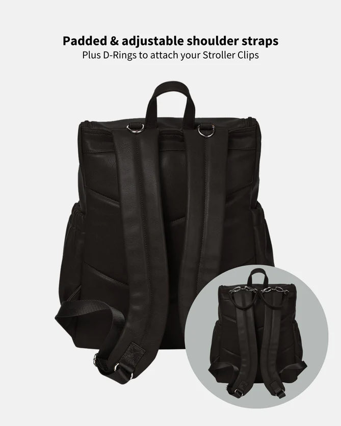 Black Faux Leather Backpack - OiOi