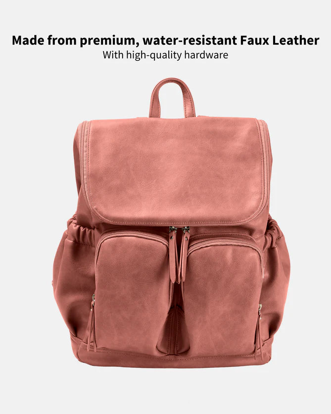 OiOi Faux Leather Backpack - Dusty Rose